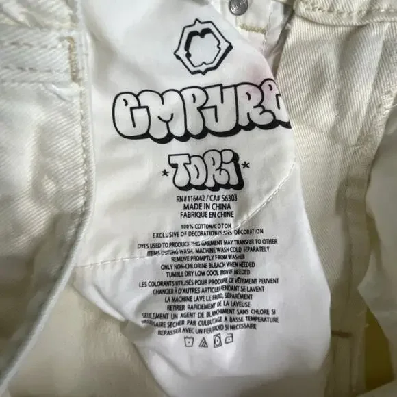 Empyre Tori Cargo Jeans 2 High Rise Baggy Wide Leg Y2K White Denim Pants XS - Picture 5 of 16